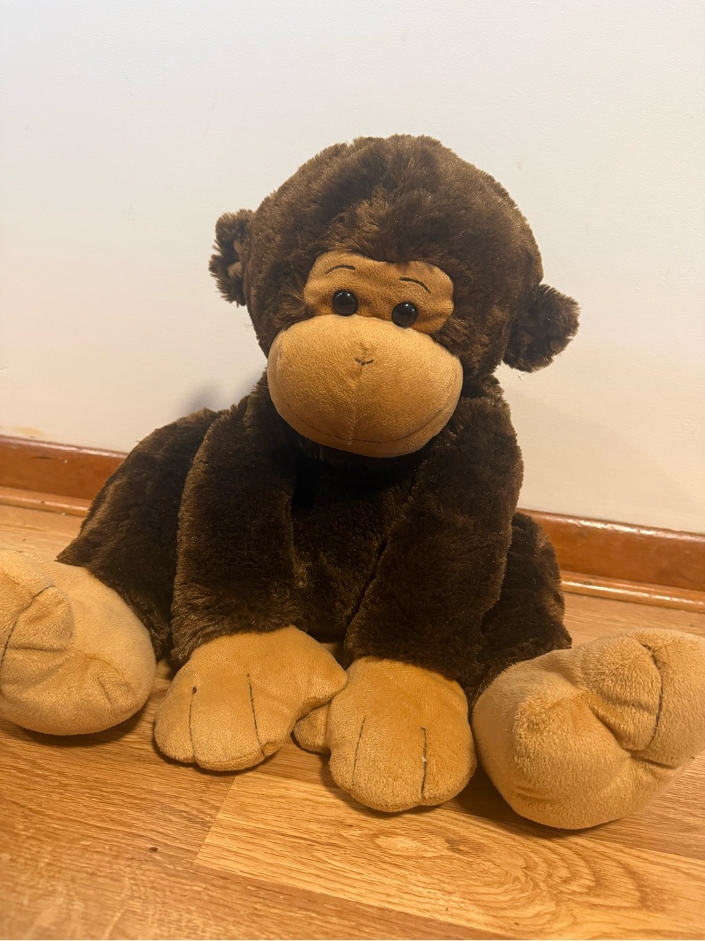Toys R Us Monkey Chimp Plush Tan Brown Face Feet 21" Large Stuffed Animal Floppy